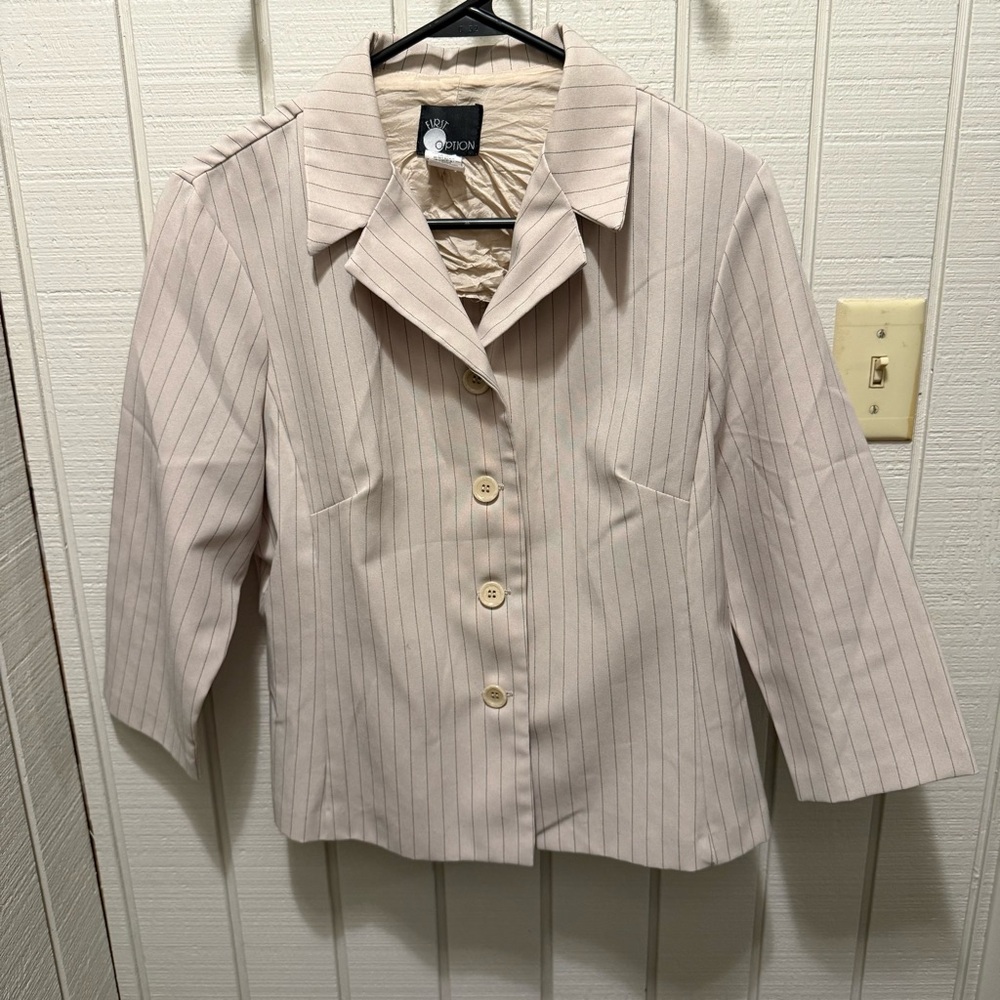 First Option Women’s Size Medium Chic Striped Blazer
